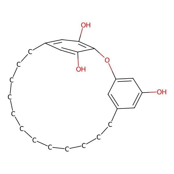 2D Structure of 2-Oxatricyclo[18.2.2.13,7]pentacosa-1(22),3(25),4,6,20,23-hexaene-5,22,23-triol