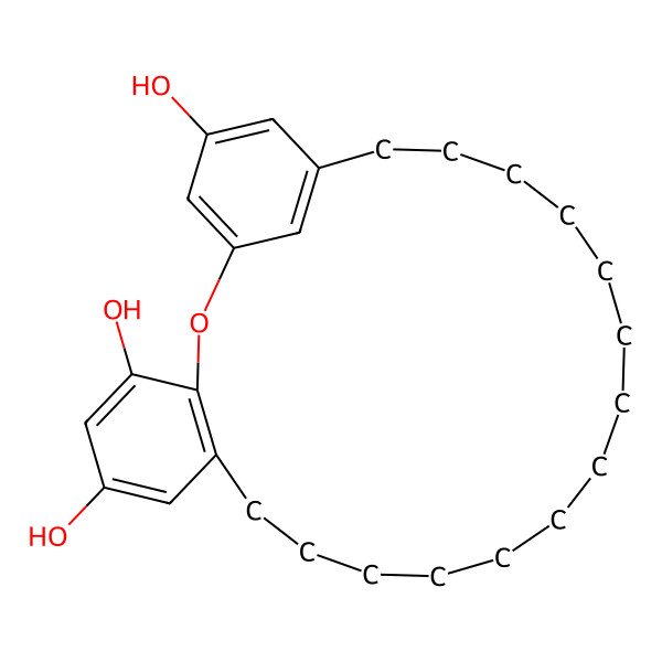2D Structure of 2-Oxatricyclo[21.3.1.03,8]heptacosa-1(27),3(8),4,6,23,25-hexaene-4,6,25-triol