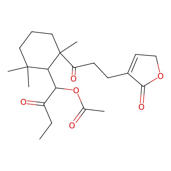 2D Structure of [2-oxo-1-[(1S,6S)-2,2,6-trimethyl-6-[3-(5-oxo-2H-furan-4-yl)propanoyl]cyclohexyl]butyl] acetate
