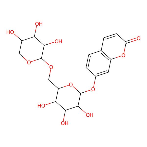 2D Structure of 2-Oxo-2H-chromen-7-yl 6-O-beta-D-xylopyranosyl-beta-D-glucopyranoside 2D Structure of 2-Oxo-2H-chromen-7-yl 6-O-beta-D-xylopyranosyl-beta-D-glucopyranoside