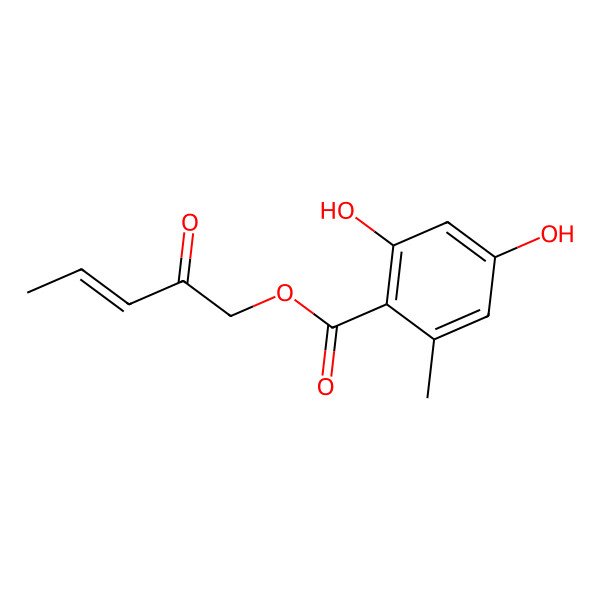2D Structure of 2-Oxopent-3-enyl 2,4-dihydroxy-6-methylbenzoate