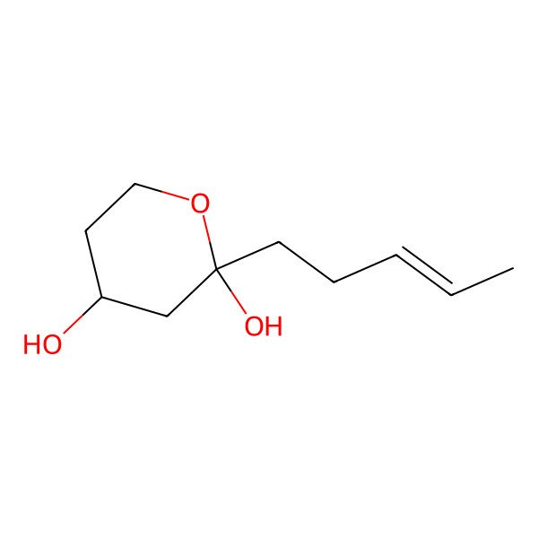 2D Structure of 2-Pent-3-enyloxane-2,4-diol