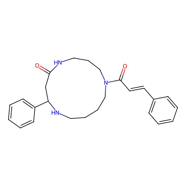 2D Structure of 2-Phenyl-9-(3-phenylprop-2-enoyl)-1,5,9-triazacyclotridecan-4-one