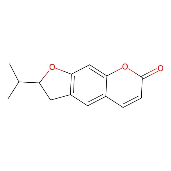 2D Structure of 2-Propan-2-yl-2,3-dihydrofuro[3,2-g]chromen-7-one