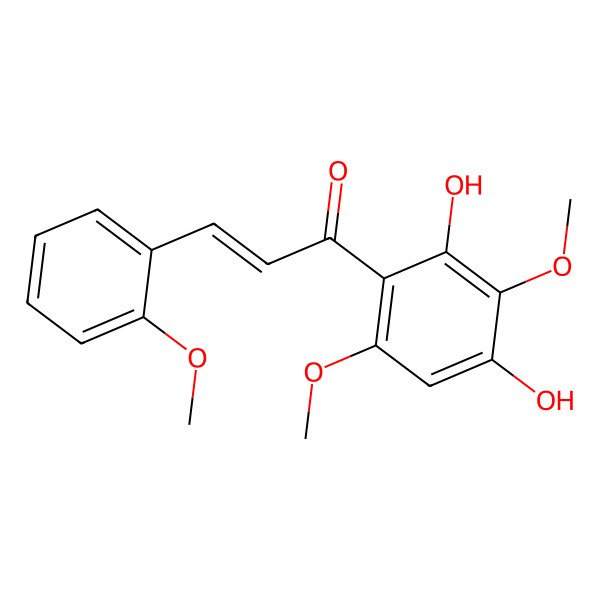2D Structure of 2-Propen-1-one,1-(2,4-dihydroxy-3,6-dimethoxyphenyl)-3-(2-methoxyphenyl)-,(E)- 2D Structure of 2-Propen-1-one,1-(2,4-dihydroxy-3,6-dimethoxyphenyl)-3-(2-methoxyphenyl)-,(E)-