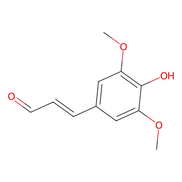 2D Structure of 2-Propenal, 3-(4-hydroxy-3,5-dimethoxyphenyl)- 2D Structure of 2-Propenal, 3-(4-hydroxy-3,5-dimethoxyphenyl)-