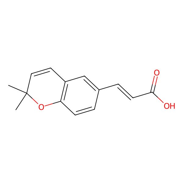 2D Structure of 2-Propenoic acid, 3-(2,2-dimethyl-2H-1-benzopyran-6-yl)-
