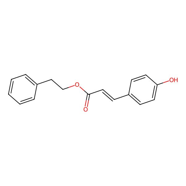 2D Structure of 2-Propenoic acid, 3-(4-hydroxyphenyl)-, 2-phenylethyl ester, (2E)-