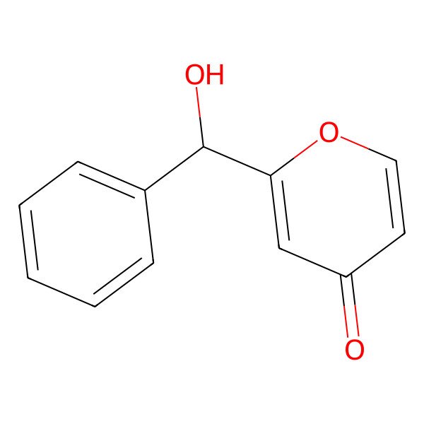 2D Structure of 2-[(R)-hydroxy(phenyl)methyl]pyran-4-one
