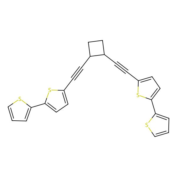 2D Structure of 2-Thiophen-2-yl-5-[2-[2-[2-(5-thiophen-2-ylthiophen-2-yl)ethynyl]cyclobutyl]ethynyl]thiophene