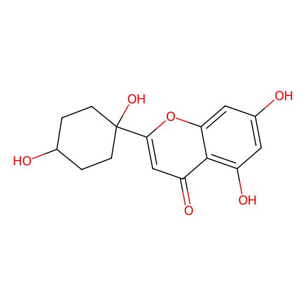 2D Structure of 2-(trans-1,4-Dihydroxy-cyclohexyl)-5,7-dihydroxy-chromone