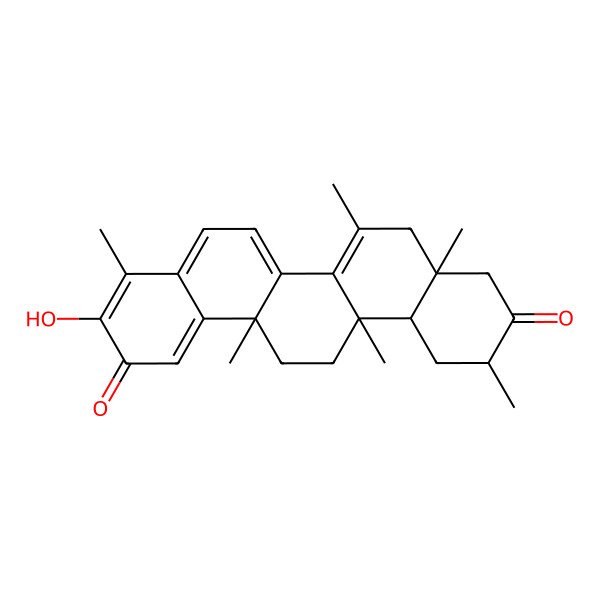 2D Structure of (6aS,8aS,11R,12aR,14aS)-3-hydroxy-4,6a,7,8a,11,14a-hexamethyl-9,11,12,12a,13,14-hexahydro-8H-picene-2,10-dione
