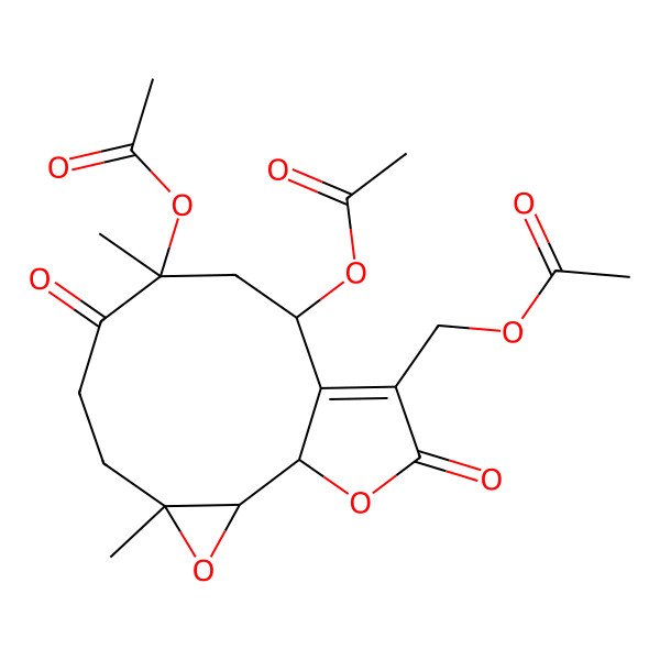 2D Structure of [(1S,2S,4R,8R,10S)-8,10-diacetyloxy-4,8-dimethyl-7,13-dioxo-3,14-dioxatricyclo[9.3.0.02,4]tetradec-11-en-12-yl]methyl acetate