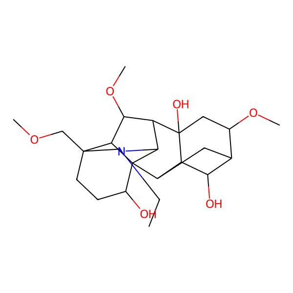 2D Structure of (1S,2R,3R,4S,5S,6S,8R,9R,10R,13S,16S,17R,18S)-11-ethyl-6,18-dimethoxy-13-(methoxymethyl)-11-azahexacyclo[7.7.2.12,5.01,10.03,8.013,17]nonadecane-4,8,16-triol