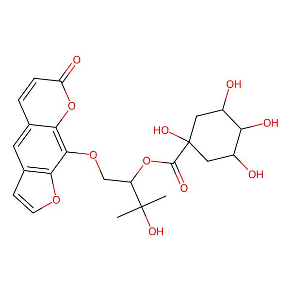2D Structure of [3-hydroxy-3-methyl-1-(7-oxofuro[3,2-g]chromen-9-yl)oxybutan-2-yl] (3R,5R)-1,3,4,5-tetrahydroxycyclohexane-1-carboxylate