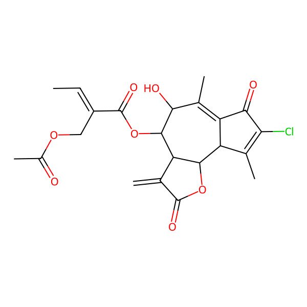 2D Structure of [(3aS,4S,5R,9aR,9bS)-8-chloro-5-hydroxy-6,9-dimethyl-3-methylidene-2,7-dioxo-4,5,9a,9b-tetrahydro-3aH-azuleno[4,5-b]furan-4-yl] (E)-2-(acetyloxymethyl)but-2-enoate