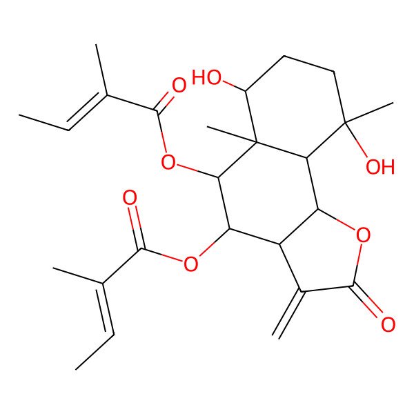 2D Structure of [(3aS,4S,5S,5aR,6R,9S,9aS,9bR)-6,9-dihydroxy-5a,9-dimethyl-5-[(Z)-2-methylbut-2-enoyl]oxy-3-methylidene-2-oxo-3a,4,5,6,7,8,9a,9b-octahydrobenzo[g][1]benzofuran-4-yl] (Z)-2-methylbut-2-enoate