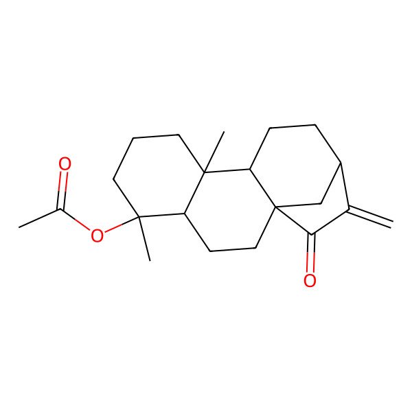 2D Structure of [(1R,4S,5S,9S,10S,13R)-5,9-dimethyl-14-methylidene-15-oxo-5-tetracyclo[11.2.1.01,10.04,9]hexadecanyl] acetate