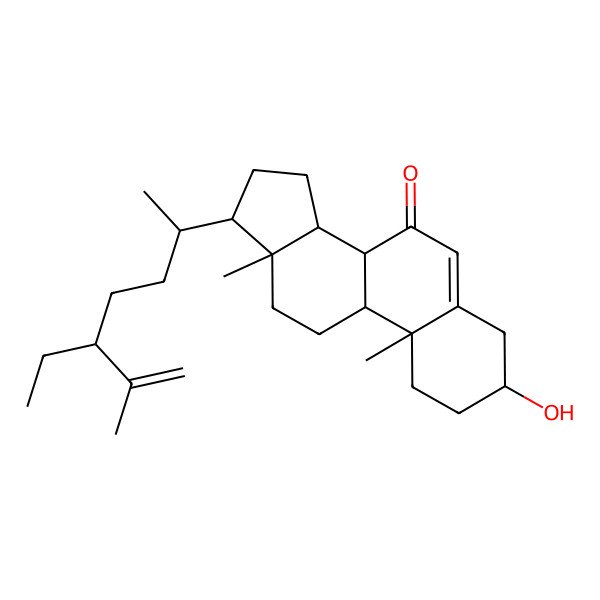2D Structure of (3S,8S,9S,10R,13R,14S,17R)-17-[(2R,5R)-5-ethyl-6-methylhept-6-en-2-yl]-3-hydroxy-10,13-dimethyl-1,2,3,4,8,9,11,12,14,15,16,17-dodecahydrocyclopenta[a]phenanthren-7-one
