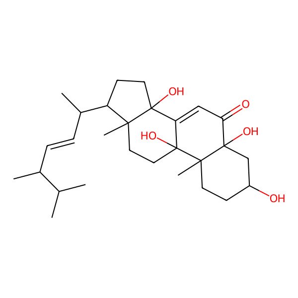 2D Structure of 17-(5,6-dimethylhept-3-en-2-yl)-3,5,9,14-tetrahydroxy-10,13-dimethyl-2,3,4,11,12,15,16,17-octahydro-1H-cyclopenta[a]phenanthren-6-one