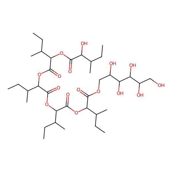 2D Structure of [(2R,3S)-3-methyl-1-[(2R,3S)-3-methyl-1-[(2R,3S)-3-methyl-1-[(2R,3S)-3-methyl-1-oxo-1-[(2R,3R,4R,5R)-2,3,4,5,6-pentahydroxyhexoxy]pentan-2-yl]oxy-1-oxopentan-2-yl]oxy-1-oxopentan-2-yl]oxy-1-oxopentan-2-yl] (2R,3S)-2-hydroxy-3-methylpentanoate