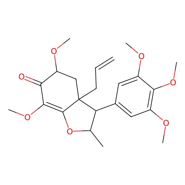 2D Structure of 5,7-Dimethoxy-2-methyl-3a-prop-2-enyl-3-(3,4,5-trimethoxyphenyl)-2,3,4,5-tetrahydro-1-benzofuran-6-one
