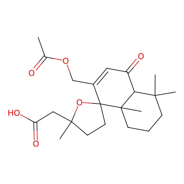 2D Structure of 2-[(2'R,4aS,8S,8aS)-7-(acetyloxymethyl)-2',4,4,8a-tetramethyl-5-oxospiro[1,2,3,4a-tetrahydronaphthalene-8,5'-oxolane]-2'-yl]acetic acid