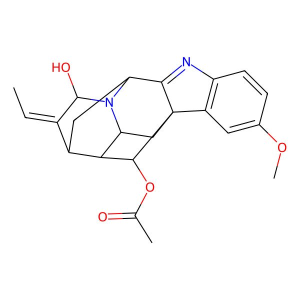2D Structure of [(1R,10S,12R,13E,14R,16S,17S,18S)-13-ethylidene-14-hydroxy-4-methoxy-8,15-diazahexacyclo[14.2.1.01,9.02,7.010,15.012,17]nonadeca-2(7),3,5,8-tetraen-18-yl] acetate