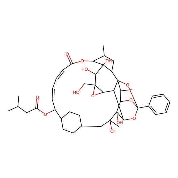 2D Structure of [(3R,4S,5S,6R,7R,9S,11R,13S,15R,16S,17S,18R,20S,21S,24Z,26Z,28S)-3,4,16,17-tetrahydroxy-15-(hydroxymethyl)-3,6,20-trimethyl-23-oxo-9-phenyl-8,10,14,22,34-pentaoxaoctacyclo[27.2.2.15,9.04,11.07,12.07,18.013,15.017,21]tetratriaconta-24,26-dien-28-yl] 3-methylbutanoate