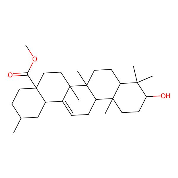 2D Structure of methyl (2R,4aS,6aR,6aS,6bR,8aR,10S,12aR,14bS)-10-hydroxy-2,6a,6b,9,9,12a-hexamethyl-2,3,4,5,6,6a,7,8,8a,10,11,12,13,14b-tetradecahydro-1H-picene-4a-carboxylate 2D Structure of methyl (2R,4aS,6aR,6aS,6bR,8aR,10S,12aR,14bS)-10-hydroxy-2,6a,6b,9,9,12a-hexamethyl-2,3,4,5,6,6a,7,8,8a,10,11,12,13,14b-tetradecahydro-1H-picene-4a-carboxylate