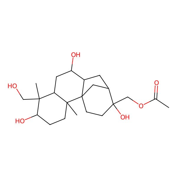 2D Structure of [5,9,13-Trihydroxy-6-(hydroxymethyl)-2,6-dimethyl-13-tetracyclo[10.3.1.01,10.02,7]hexadecanyl]methyl acetate