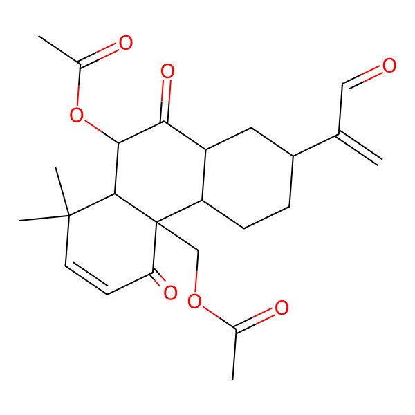 2D Structure of [(4aS,4bR,7R,8aR,10S,10aR)-10-acetyloxy-1,1-dimethyl-4,9-dioxo-7-(3-oxoprop-1-en-2-yl)-4b,5,6,7,8,8a,10,10a-octahydrophenanthren-4a-yl]methyl acetate