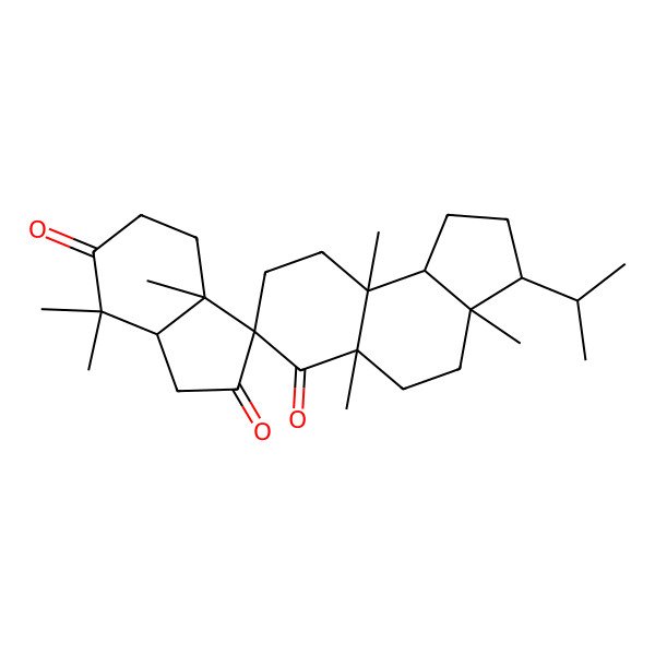 2D Structure of 3a,4',4',5a,7'a,9a-Hexamethyl-3-propan-2-ylspiro[1,2,3,4,5,8,9,9b-octahydrocyclopenta[a]naphthalene-7,1'-3,3a,6,7-tetrahydroindene]-2',5',6-trione