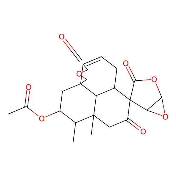 2D Structure of [(1S,1'R,3R,4S,5R,5'S,8S,9R,16R)-4,5-dimethyl-3',7,13-trioxospiro[14-oxatetracyclo[7.6.1.01,12.05,16]hexadec-11-ene-8,4'-2,6-dioxabicyclo[3.1.0]hexane]-3-yl] acetate