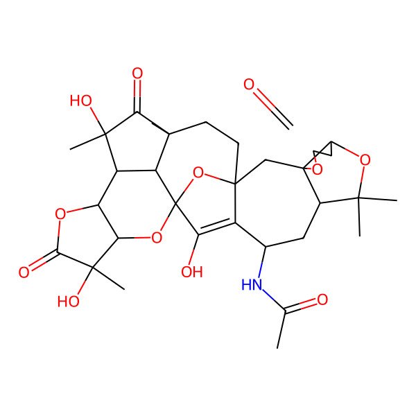 2D Structure of N-[(3R,7R,10S,12S,17S,18R,21R,22S,23R,25S,29S)-14,18,23-trihydroxy-9,9,18,23,25-pentamethyl-5,19,24-trioxo-4,8,16,20,28-pentaoxaoctacyclo[13.12.1.115,22.01,13.03,7.03,10.017,21.025,29]nonacos-13-en-12-yl]acetamide