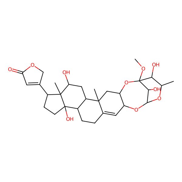 2D Structure of 3-[(1S,3S,5R,6S,8S,9S,10R,13S,14R,19R,21S,23S,24R,25R)-8,13,24,25-tetrahydroxy-1-methoxy-5,9,23-trimethyl-2,20,22-trioxahexacyclo[19.3.1.03,19.05,17.06,14.09,13]pentacos-17-en-10-yl]-2H-furan-5-one