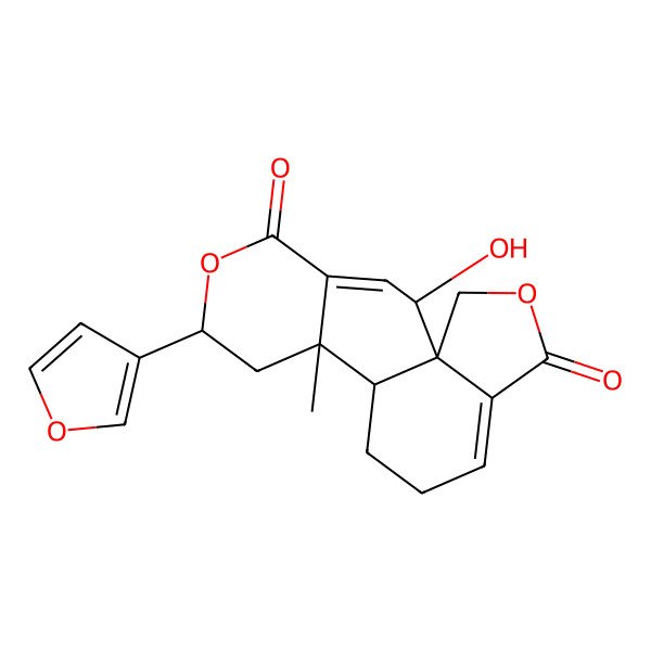 2D Structure of 7-(Furan-3-yl)-2-hydroxy-9-methyl-6,16-dioxatetracyclo[8.7.0.01,14.04,9]heptadeca-3,13-diene-5,15-dione