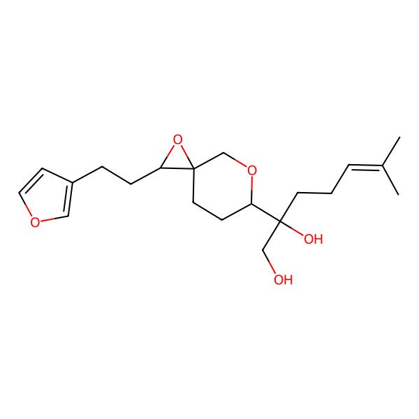 2D Structure of (2R)-2-[(2S,3R,6S)-2-[2-(furan-3-yl)ethyl]-1,7-dioxaspiro[2.5]octan-6-yl]-6-methylhept-5-ene-1,2-diol