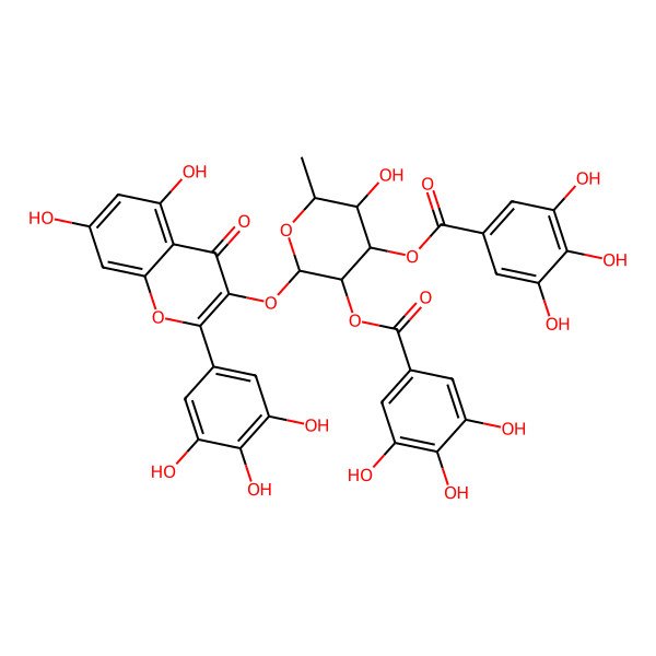 2D Structure of [2-[5,7-Dihydroxy-4-oxo-2-(3,4,5-trihydroxyphenyl)chromen-3-yl]oxy-5-hydroxy-6-methyl-3-(3,4,5-trihydroxybenzoyl)oxyoxan-4-yl] 3,4,5-trihydroxybenzoate