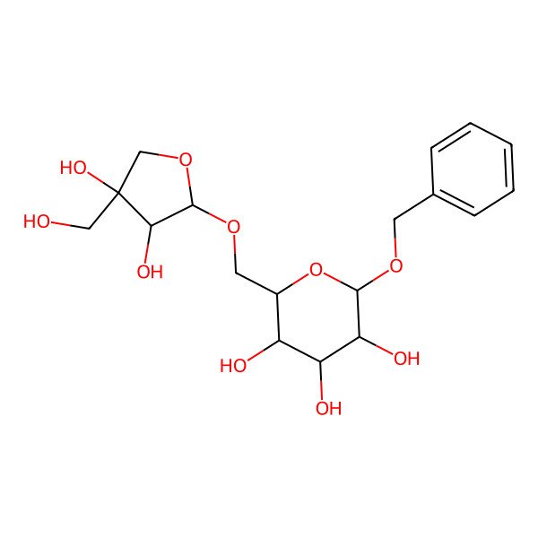 2D Structure of (2R,3R,4S,5R,6R)-2-[[(2S,3R,4R)-3,4-dihydroxy-4-(hydroxymethyl)oxolan-2-yl]oxymethyl]-6-phenylmethoxyoxane-3,4,5-triol