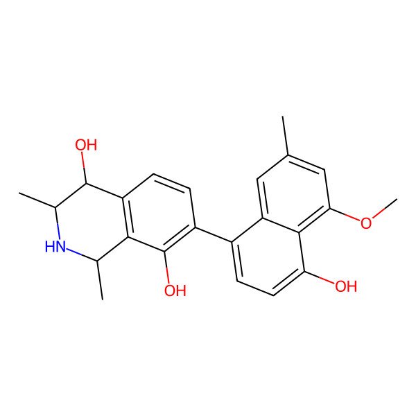 2D Structure of (1R,3R,4R)-7-(4-hydroxy-5-methoxy-7-methylnaphthalen-1-yl)-1,3-dimethyl-1,2,3,4-tetrahydroisoquinoline-4,8-diol