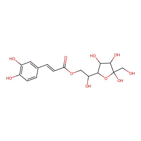 2D Structure of [2-Hydroxy-2-[3,4,5-trihydroxy-5-(hydroxymethyl)oxolan-2-yl]ethyl] 3-(3,4-dihydroxyphenyl)prop-2-enoate
