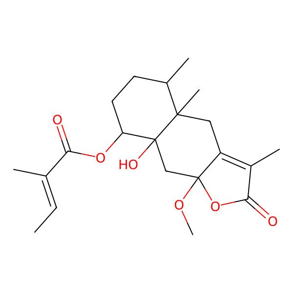 2D Structure of [(4aR,5S,8S,8aS,9aS)-8a-hydroxy-9a-methoxy-3,4a,5-trimethyl-2-oxo-4,5,6,7,8,9-hexahydrobenzo[f][1]benzofuran-8-yl] (Z)-2-methylbut-2-enoate