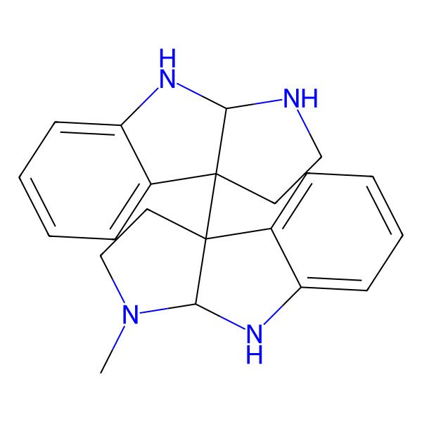 2D Structure of (3aS,8bS)-8b-[(3aS,8bR)-2,3,3a,4-tetrahydro-1H-pyrrolo[2,3-b]indol-8b-yl]-3-methyl-1,2,3a,4-tetrahydropyrrolo[2,3-b]indole
