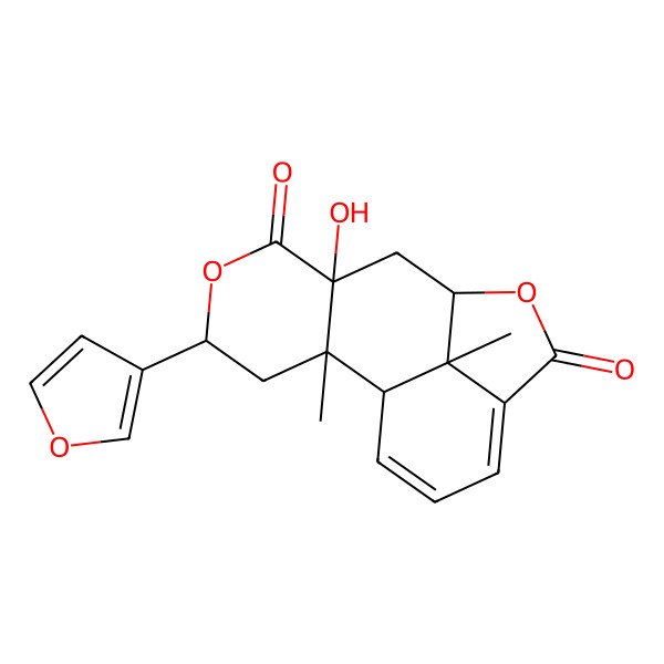 2D Structure of (1S,2R,4S,7S,9S,16S)-4-(furan-3-yl)-7-hydroxy-2,16-dimethyl-5,10-dioxatetracyclo[7.6.1.02,7.012,16]hexadeca-12,14-diene-6,11-dione