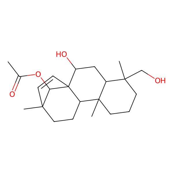 2D Structure of [2-Hydroxy-5-(hydroxymethyl)-5,9,13-trimethyl-16-tetracyclo[11.2.1.01,10.04,9]hexadec-14-enyl] acetate