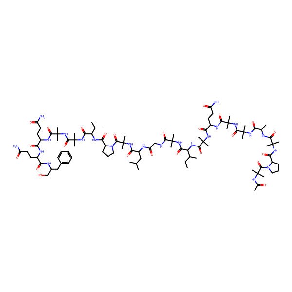 2D Structure of Ac-Aib-DL-Pro-Aib-DL-Ala-Aib-Aib-DL-Gln-Aib-DL-xiIle-Aib-Gly-DL-Leu-Aib-DL-Pro-DL-Val-Aib-Aib-DL-Gln-DL-Gln-DL-Phe-ol