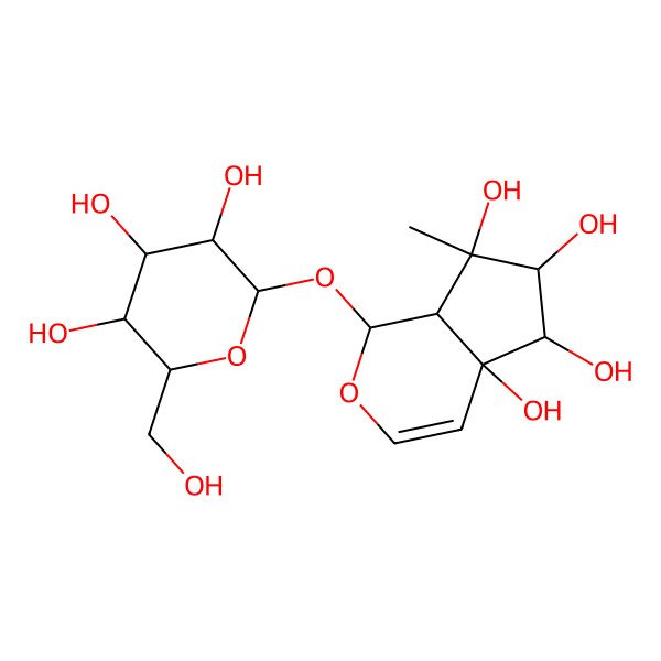 2D Structure of (1S,4aR,5R,6S,7S,7aR)-7-methyl-1-[(2S,3R,4S,5R,6R)-3,4,5-trihydroxy-6-(hydroxymethyl)oxan-2-yl]oxy-1,5,6,7a-tetrahydrocyclopenta[c]pyran-4a,5,6,7-tetrol