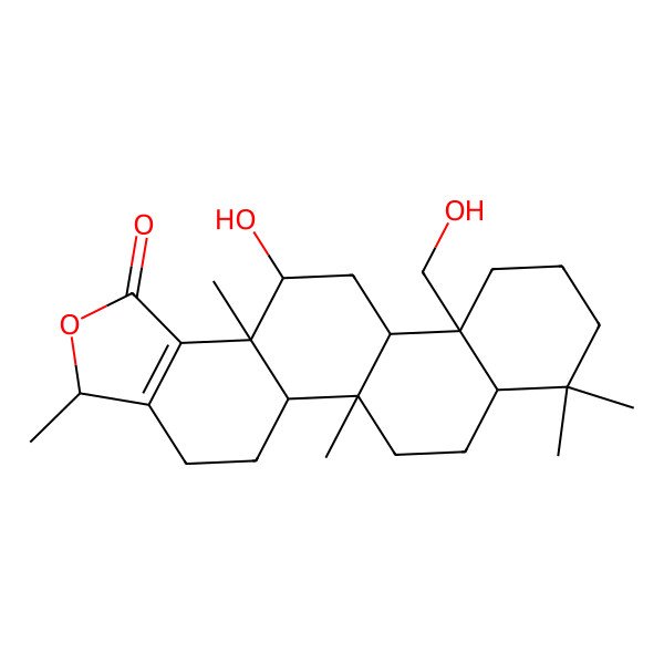 2D Structure of 13-hydroxy-11a-(hydroxymethyl)-3,5b,8,8,13a-pentamethyl-4,5,5a,6,7,7a,9,10,11,11b,12,13-dodecahydro-3H-phenanthro[1,2-g][2]benzofuran-1-one