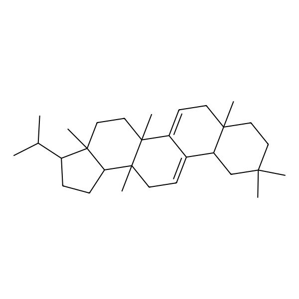 2D Structure of (3R,3aR,5aS,7aR,11aR,13aS,13bR)-3a,5a,7a,10,10,13a-hexamethyl-3-propan-2-yl-1,2,3,4,5,7,8,9,11,11a,13,13b-dodecahydrocyclopenta[a]chrysene